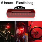 A02 Bicycle Taillight Bicycle Riding Motorcycle Electric Car LED Mountain Bike USB Charging Safety Warning Light (6 Hours, Plastic Bag), 6 Hours,  Plastic Bag
